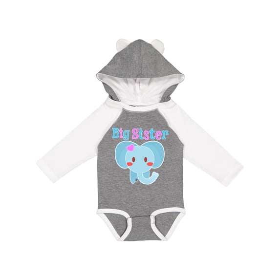 Inktastic Big Sister elephant Girls Long Sleeve Baby Bodysuit
