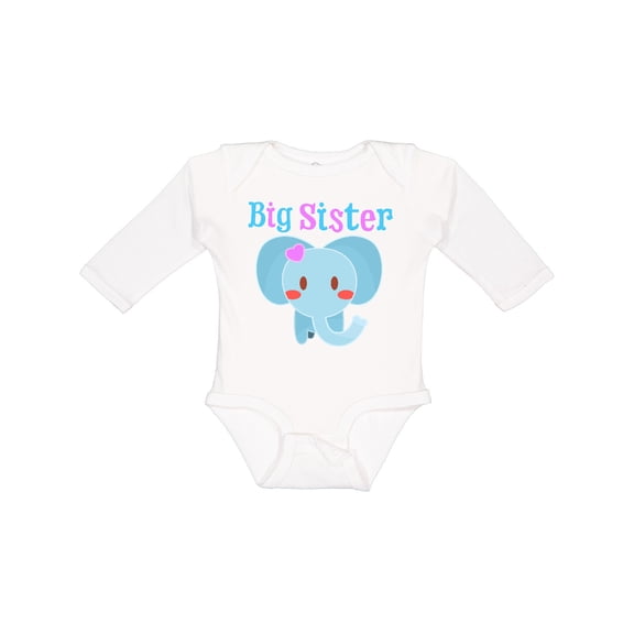 Inktastic Big Sister elephant Girls Long Sleeve Baby Bodysuit