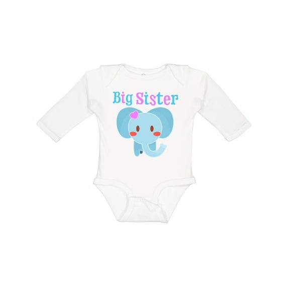 Inktastic Big Sister elephant Girls Long Sleeve Baby Bodysuit