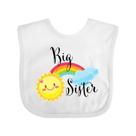 Inktastic Big Sister- sun and rainbow Girls Baby Bib