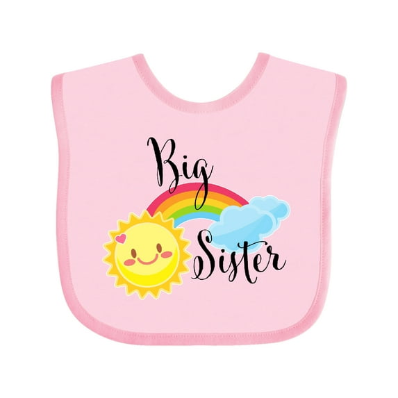 Inktastic Big Sister- sun and rainbow Girls Baby Bib