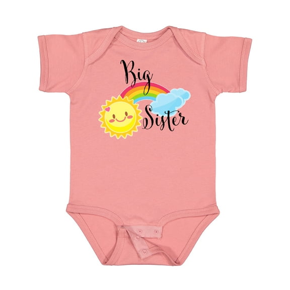 Inktastic Big Sister- sun and rainbow Girls Baby Bodysuit