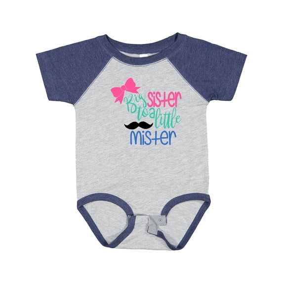 Inktastic Big Sister to a Little Mister Bow and Mustache Girls Baby Bodysuit