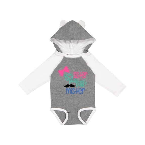 Inktastic Big Sister to a Little Mister Bow and Mustache Girls Long Sleeve Baby Bodysuit