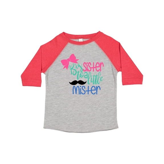 Inktastic Big Sister to a Little Mister Bow and Mustache Girls Toddler T-Shirt