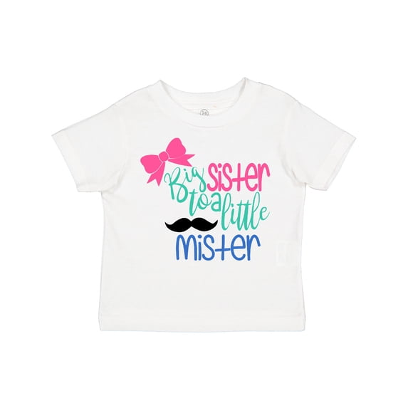 Inktastic Big Sister to a Little Mister Bow and Mustache Girls Toddler T-Shirt