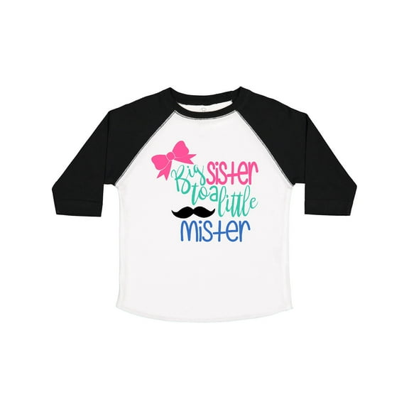 Inktastic Big Sister to a Little Mister Bow and Mustache Girls Toddler T-Shirt