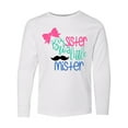 thumbnail image 1 of Inktastic Big Sister to a Little Mister Bow and Mustache Long Sleeve Youth T-Shirt, 1 of 5