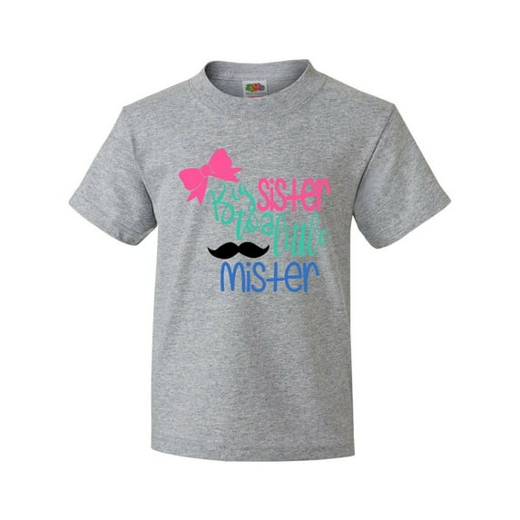 Inktastic Big Sister to a Little Mister Bow and Mustache Youth T-Shirt