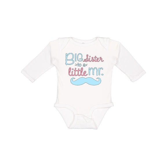 Inktastic Big Sister to a Little Mr Girls Long Sleeve Baby Bodysuit