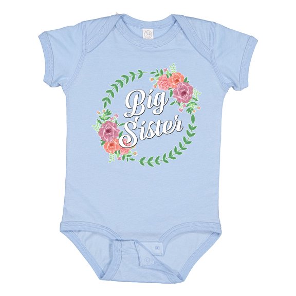 Inktastic Big Sister with Flower Circle Girls Baby Bodysuit