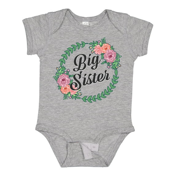 Inktastic Big Sister with Flower Circle Girls Baby Bodysuit