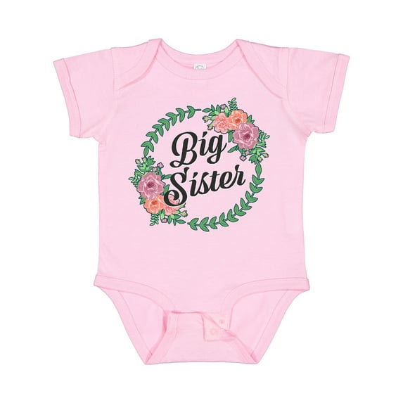 Inktastic Big Sister with Flower Circle Girls Baby Bodysuit