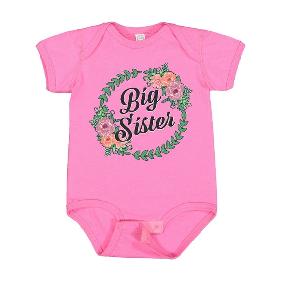 Inktastic Big Sister with Flower Circle Girls Baby Bodysuit