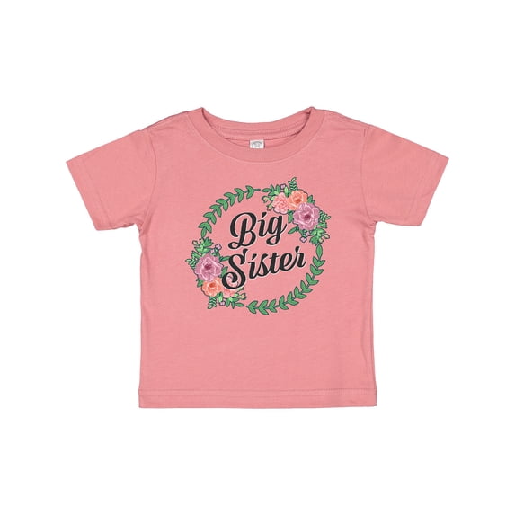 Inktastic Big Sister with Flower Circle Girls Baby T-Shirt