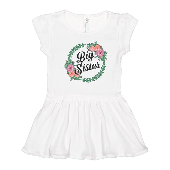 Inktastic Big Sister with Flower Circle Girls Toddler Dress