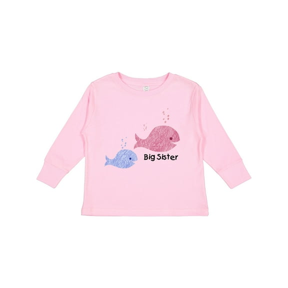 Inktastic Big Sister with Lil' Brother Girls Long Sleeve Toddler T-Shirt