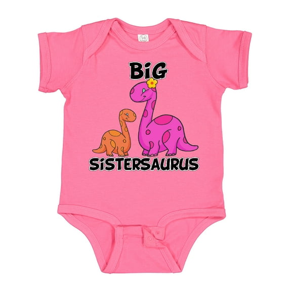 Inktastic Big Sistersaurus with Cute Sibling Dinosaurs Girls Baby Bodysuit