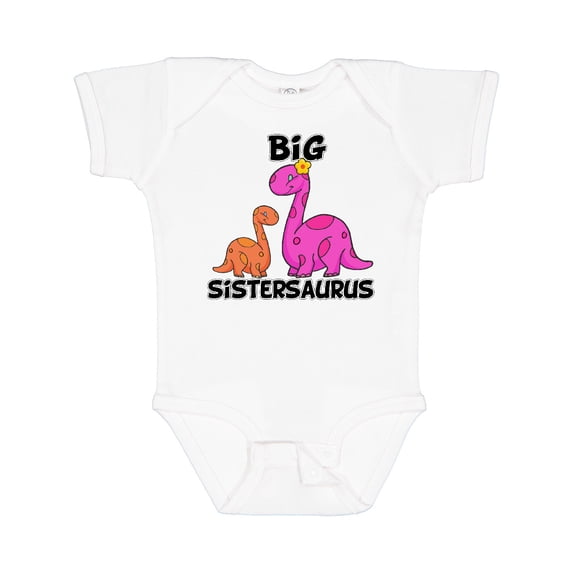 Inktastic Big Sistersaurus with Cute Sibling Dinosaurs Girls Baby Bodysuit