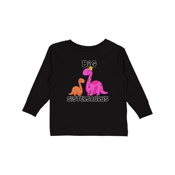 Inktastic Big Sistersaurus with Cute Sibling Dinosaurs Girls Long Sleeve Toddler T-Shirt