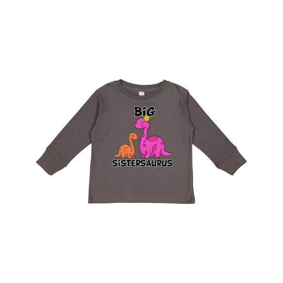 Inktastic Big Sistersaurus with Cute Sibling Dinosaurs Girls Long Sleeve Toddler T-Shirt