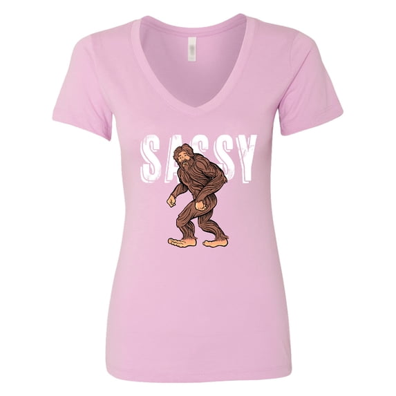 Inktastic Bigfoot Sassy Happy Sasquatch Women's V-Neck T-Shirt
