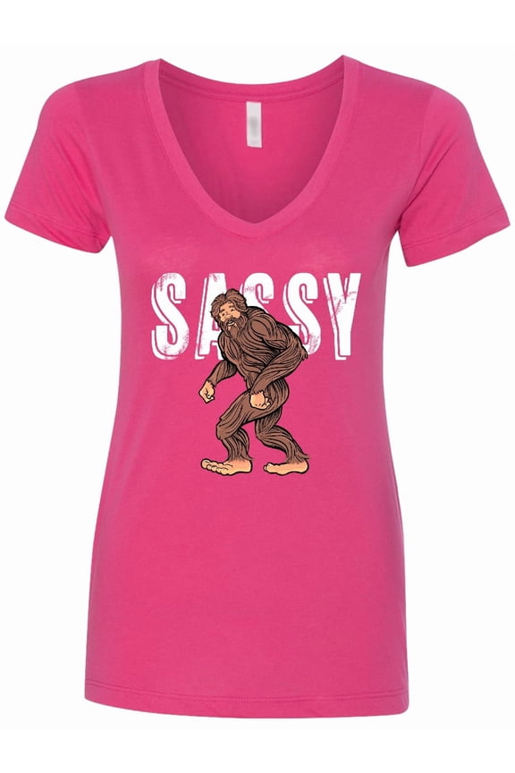 Bigfoot Sassy Happy Sasquatch Women's V-Neck T-Shirt