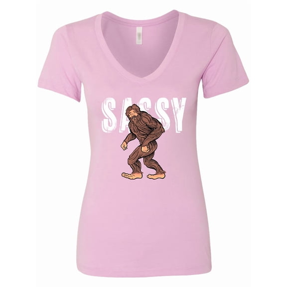 Inktastic Bigfoot Sassy Happy Sasquatch Women's V-Neck T-Shirt