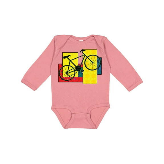 Inktastic Bike Pattern Blocks Boys or Girls Long Sleeve Baby Bodysuit