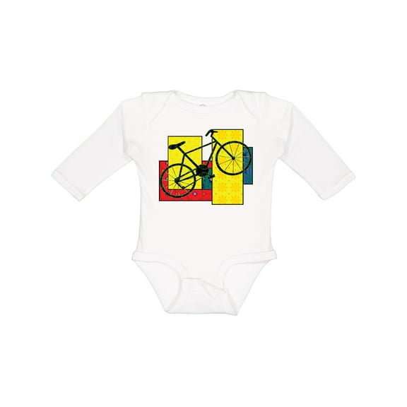 Inktastic Bike Pattern Blocks Boys or Girls Long Sleeve Baby Bodysuit