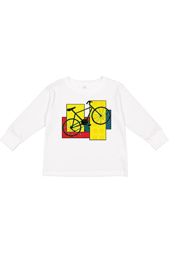 Bike Pattern Blocks Boys or Girls Long Sleeve Toddler T-Shirt