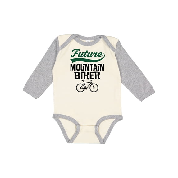Inktastic Biking Future Mountain Biker Boys or Girls Long Sleeve Baby Bodysuit