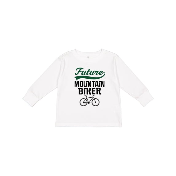 Inktastic Biking Future Mountain Biker Boys or Girls Long Sleeve Toddler T-Shirt