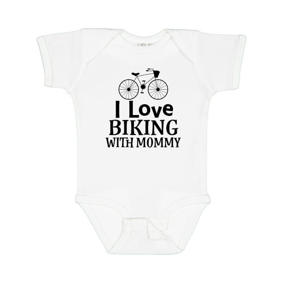 Inktastic Biking with Mommy Bicycle Boys or Girls Baby Bodysuit