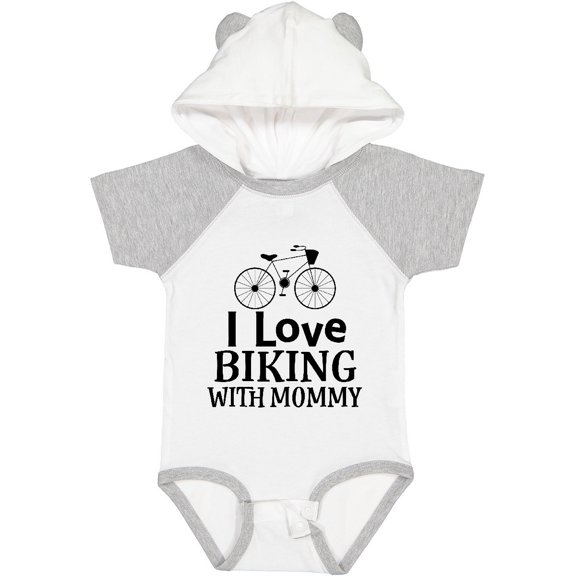 Inktastic Biking with Mommy Bicycle Boys or Girls Baby Bodysuit