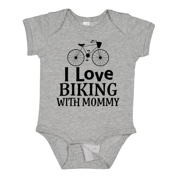 Inktastic Biking with Mommy Bicycle Boys or Girls Baby Bodysuit