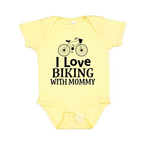 Inktastic Biking with Mommy Bicycle Boys or Girls Baby Bodysuit