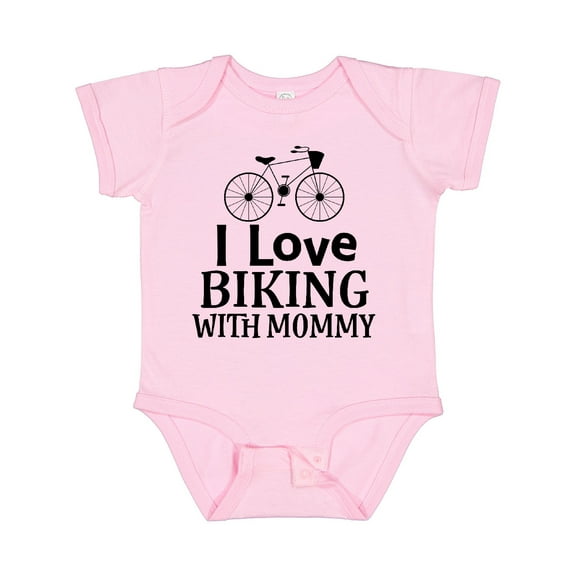 Inktastic Biking with Mommy Bicycle Boys or Girls Baby Bodysuit