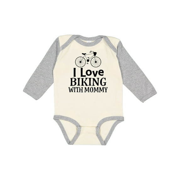 Inktastic Biking with Mommy Bicycle Boys or Girls Long Sleeve Baby Bodysuit
