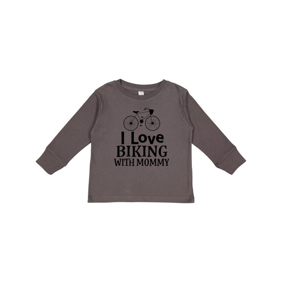 Inktastic Biking with Mommy Bicycle Boys or Girls Long Sleeve Toddler T-Shirt