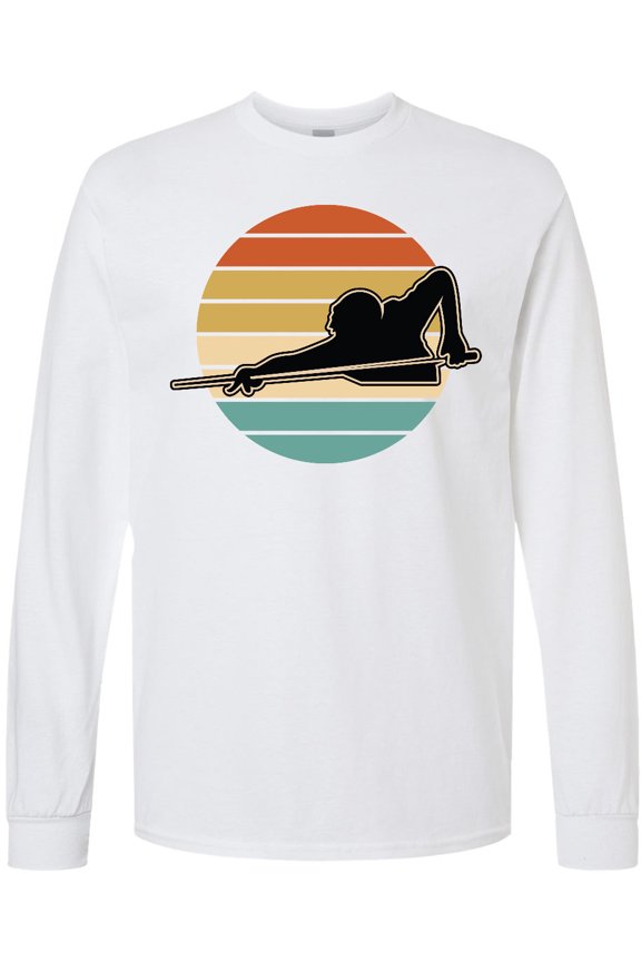 Billiards Pool Player Retro Sunset Long Sleeve T-Shirt