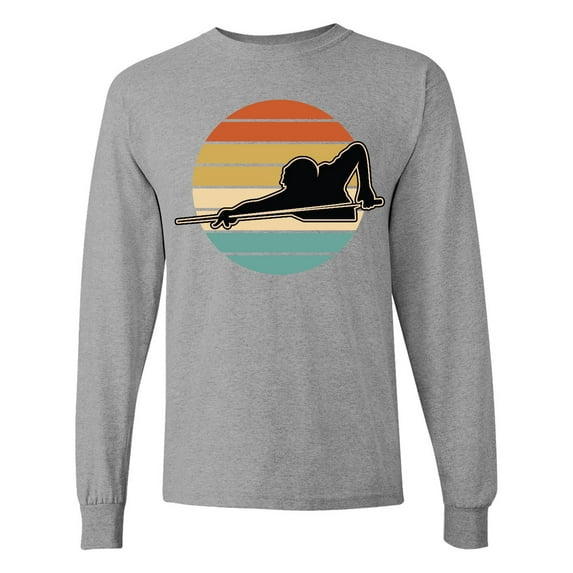 Inktastic Billiards Pool Player Retro Sunset Long Sleeve T-Shirt