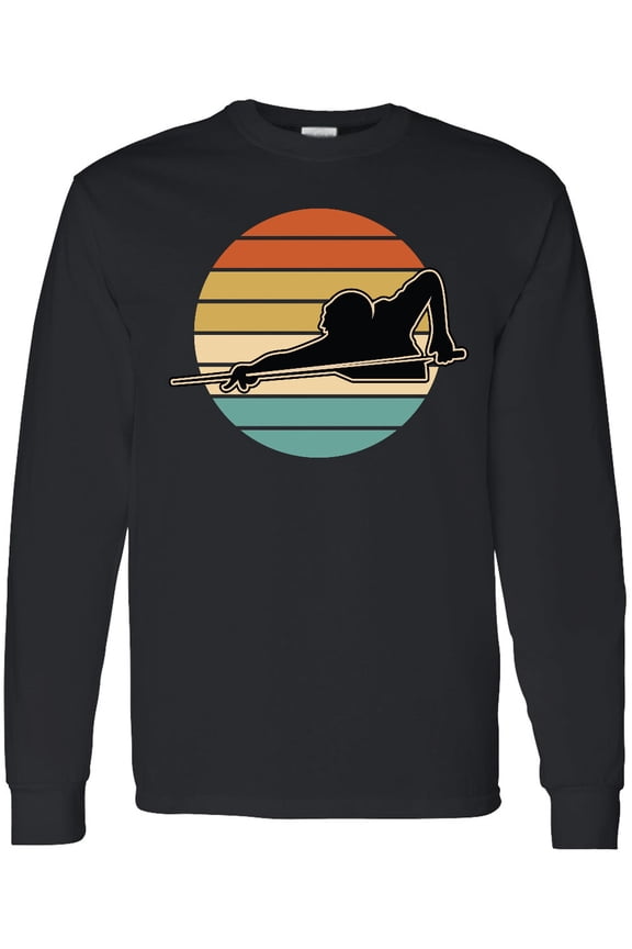 Billiards Pool Player Retro Sunset Long Sleeve T-Shirt