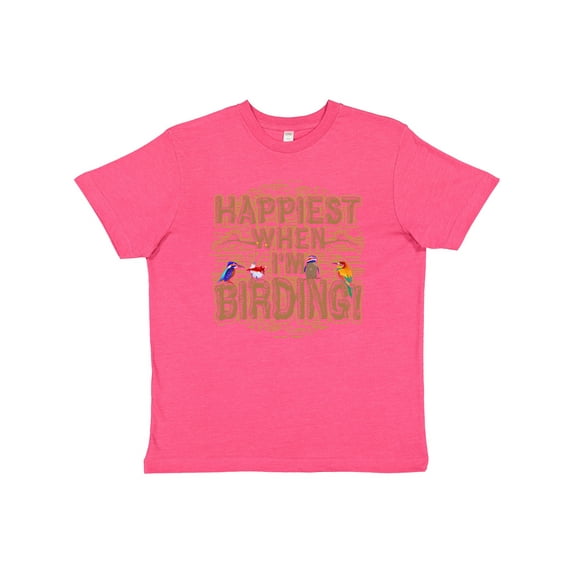 Inktastic Bird Watching Happiest When Birding Youth T-Shirt