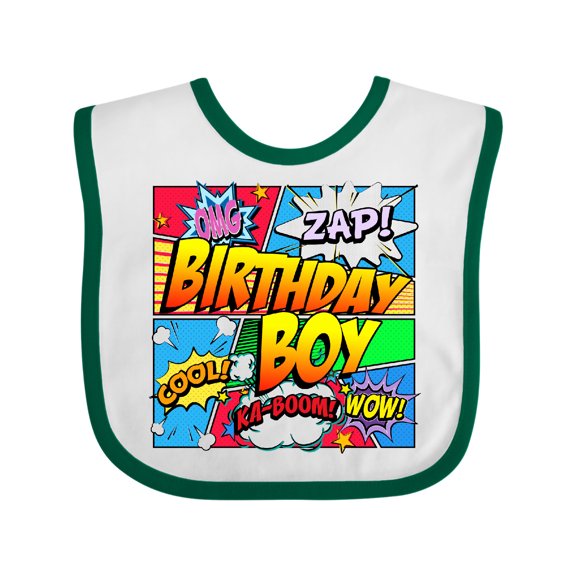 Inktastic Birthday Boy Comic Book Boys Baby Bib