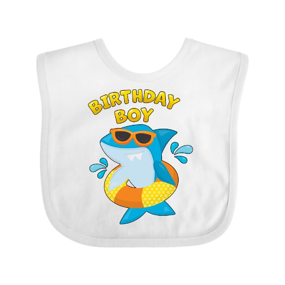 Inktastic Birthday Boy Shark Pool Party Boys Baby Bib