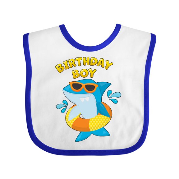 Inktastic Birthday Boy Shark Pool Party Boys Baby Bib