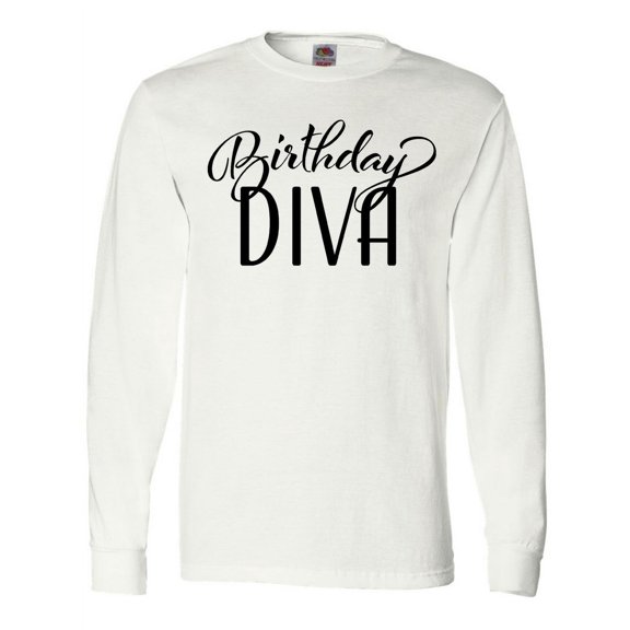 Inktastic Birthday Diva in Black Long Sleeve T-Shirt