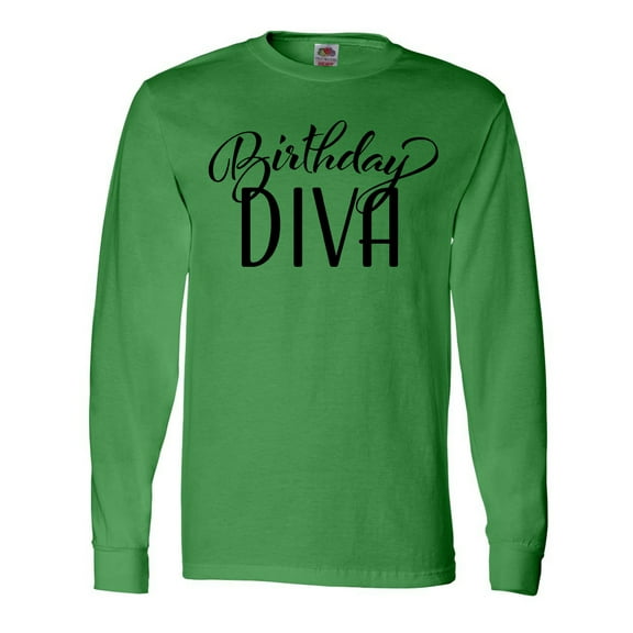 Inktastic Birthday Diva in Black Long Sleeve T-Shirt