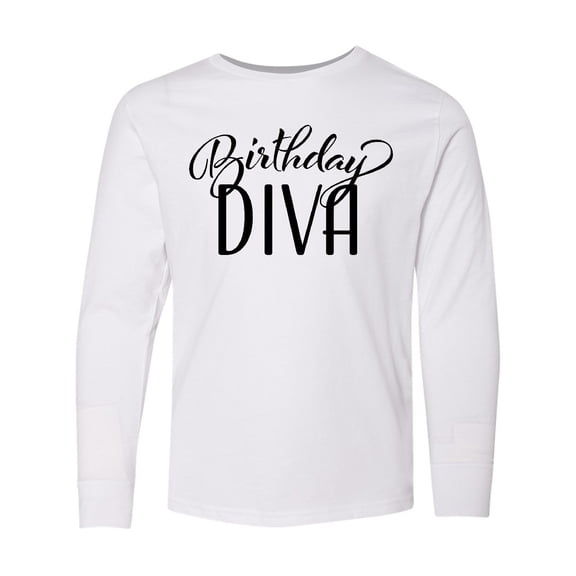 Inktastic Birthday Diva in Black Long Sleeve Youth T-Shirt